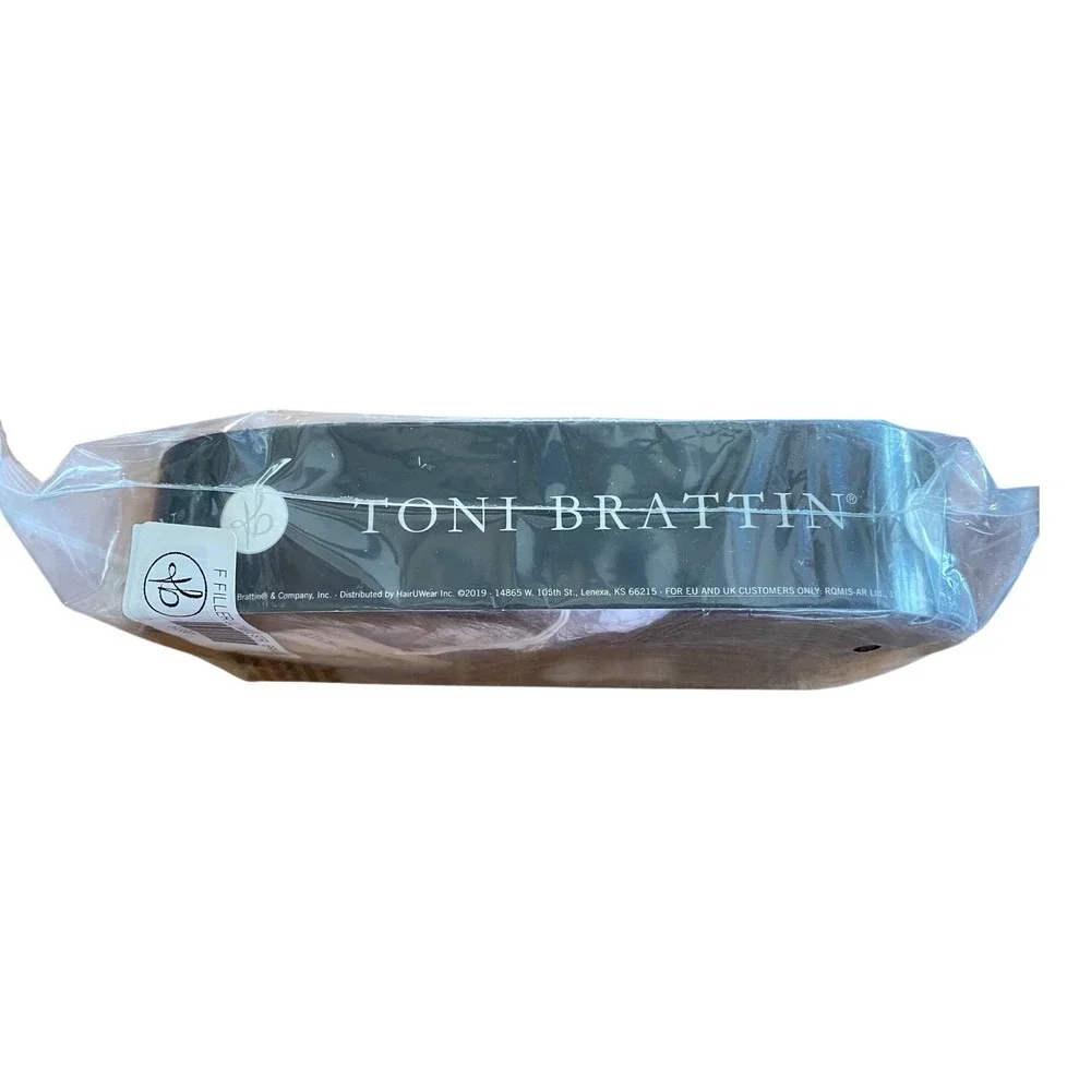 Toni Brattin Faux Filler Ultimate‎ Straight Clip-In Hair Topper Brown Gray NWT